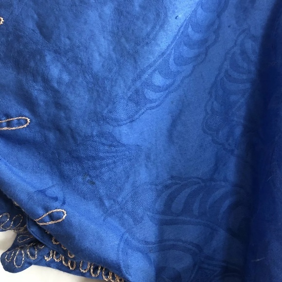 Mumu Oversized House Dress Kimono Tunic Embroidered Blue Yellow Peach - Picture 3 of 7